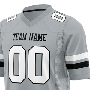 Maillot de football américain gris pour homme, col en V, manches courtes, impression sublimée, maille respirante, nom et numéro de l'équipe 00, personnalisable - Product Image 1