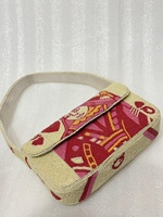 Sac fourre-tout à bandoulière moderne perlé, motif reine, style ethnique indien, entièrement fait main, de luxe, pour soirée et fête, par un créateur