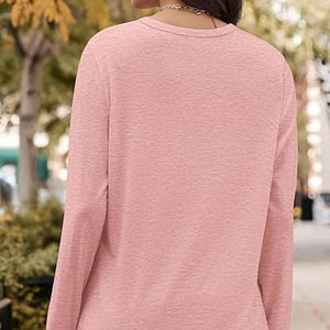เสื้อยืดแขนยาวคอกลมผ้าฝ้ายเนื้อนุ่มใส่สบายสำหรับผู้หญิง - Product Image 3
