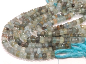 Eminent Jewel - Hilo de Cuentas de Piedras Preciosas de Aguamarina Musgo Azul Natural, Facetadas en Forma de Rondelle, de 8-9 mm, 8 Pulgadas de Largo, para la Fabricación de Joyas - Product Image 2