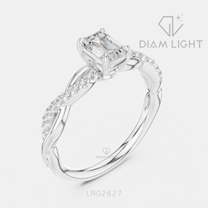 Bague de fiançailles en or blanc 14 carats avec diamant de laboratoire certifié IGI, taille émeraude 0,50 carat, bijoux fins - Product Image 2