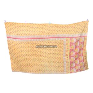 Jaipur Block Print Fabric Wholesale Indian Reversible <b>Throw</b> Bohemian Kantha <b>Quilt</b> Cotton Bedspread Indian Reversible Hand Stitch - Product Image 3