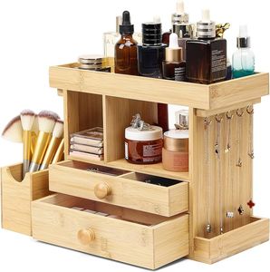 Handmade Modern Wooden Cosmetic <b>Storage</b> Organizer | Durable <b>Tabletop</b> Makeup Holder | Wedding Favor | Eco-Friendly Wholesale Bulk - Product Image 1