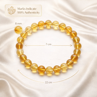 Bracelet extensible en pierres précieuses de citrine naturelle 8 mm pour femme, certifié par un tiers, tendance, vente en gros, usage quotidien