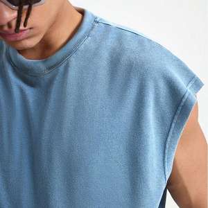 Camiseta sin mangas estilo hip hop para hombre, top corto deportivo, chaleco de poliéster/algodón, jersey frontal, streetwear, camiseta sin mangas corta de corte holgado - Product Image 2