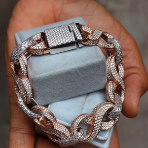 Moissanite Two Tone Cuban Link <b>Bracelet</b> Iced Out Luxury <b>Mens</b> Jewelry - Product Image 5