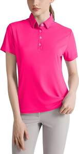 เสื้อโปโลแขนยาวทรงเข้ารูปสำหรับผู้หญิง สไตล์ลำลอง ใส่เล่นกอล์ฟ กระดุม 2 เม็ด ผ้าเจอร์ซีย์คอตตอน/โพลีเอสเตอร์ 220 GSM รับผลิตตามแบบ (OEM) สีชมพู ปี 2026 - Product Image 4