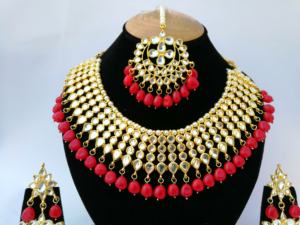 Indian Trendy Classic Choker Engagement Wedding Party Jewelry Set Traditional Crystal Kundan Faux <b>Pearl</b> Gold Plated Women's - Product Image 2