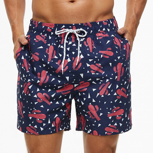 Shorts de bain pour hommes personnalisables, respirants, bleus, à cordon de serrage, taille mi-haute, séchage rapide, décontractés, tissés, 100 % coton - Product Image 6