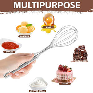 Fouet de cuisine en acier inoxydable durable, faible MOQ, stock disponible, multi-usages, fouet personnalisé sur mesure - Product Image 6