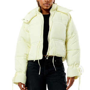 Veste d'hiver pour femme, épaisse, rembourrée en coton, imperméable, respirante, coupe-vent, manches et capuche amovibles, coque en polyester/nylon - Product Image 1