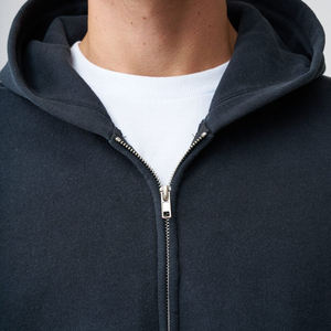 Sweat-shirt à capuche zippé pour homme, coupe ample, couleur unie, décontracté, en coton tricoté, pour l'automne - Product Image 6