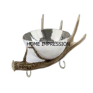Antler Leaf Base Bols décoratifs modernes en acier inoxydable bols de designer en métal bols décoratifs en métal en acier inoxydable - Product Image 1