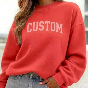 Camiseta Deportiva de Manga Larga para Mujer, Cuello Alto, Felpa Gruesa, Logotipo Frontal, Secado Rápido, Transpirable, Ecológica, Mezcla de Poliéster/Algodón - Product Image 1