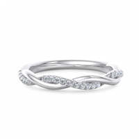 Bague de mariage en diamant de laboratoire, design torsadé infini, bande pavée, or 18 carats plaqué rhodium, certifiée IGI, empilable, motif corde