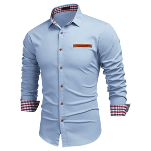 Camisas de Vestir Casuales de Franela para Hombre, Personalizadas OEM, de Alta Calidad, 100% Algodón, Manga Larga, Cuello en V, Transpirables, Ecológicas, de Secado Rápido - Product Image 3