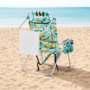 Sedia da Spiaggia 63*70*99cm in Alluminio Argento-Limone con Tubo e Cuscinetto, Capacità 100kg, in Tessuto Oxford Rinforzato - Product Image 5