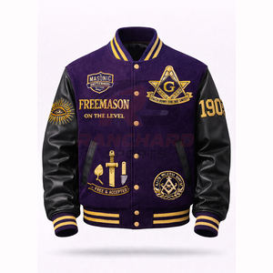 Chaqueta Universitaria Personalizada de Estilo Masónico – Cuerpo de Lana Premium con Mangas de Cuero PU y Símbolos Bordados - Product Image 1