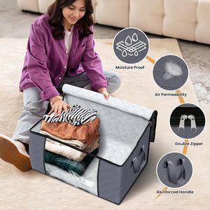 Set di 2 Grandi Cesti Portabiancheria Pieghevoli, Impermeabili, con Manici per Facile Trasporto - Product Image 4