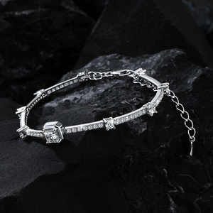 Pulseras de tenis de lujo de plata 925 con cadena y pulsera de diamantes de moissanita para mujer y hombre - Product Image 2