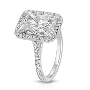 14k White <b>Gold</b> Radiant Diamond <b>Ring</b> 6.70CT Lab Grown Engagement <b>Ring</b> 1.8MM Cathedral Band IGI Certified VS+ Clarity Prong <b>Set</b> - Product Image 2