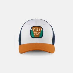 White <b>Navy</b> Mesh Trucker <b>Hat</b> With Orange Brim Adjustable 6-Panel Casual Cap For Adults Spring Summer Wear Custom Trucker <b>Hats</b> - Product Image 3