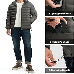 <b>Cheap</b> Light Warm Puffer Jacket Custom Logo Polyester Stand Collar Hooded Winter <b>Padded</b> Coat for Men - Product Image 3