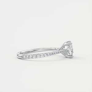 Anillo de compromiso solitario con pavé de diamantes, con diamante de laboratorio de corte cojín de 2.45 quilates y piedras laterales redondas en oro blanco de 14k - Product Image 3