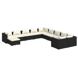 Ensemble de salon de jardin en rotin noir crème, mobilier d'extérieur, 10+ places, design contemporain - Product Image 2