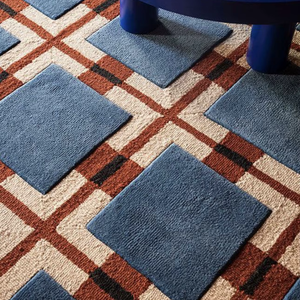 Alfombra Moderna de Lana Hecha a Mano con Diseño Geométrico, Abstracta, Ecológica, de Pelo Corto, de Lujo, para Decoración de Sala de Estar y Dormitorio - Product Image 1