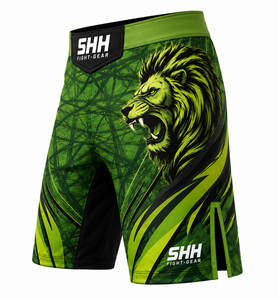 Shorts MMA personnalisés SHH Industries avec logo, motif lion, équipement de combat, BJJ, grappling, kickboxing, arts martiaux, shorts d'entraînement pour hommes - Product Image 3