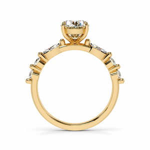 Anillo de Compromiso de Lujo con Moissanita para Mujer, Anillo de Boda con Diamante de Forma Ovalada, Anillo de Promesa de Oro Amarillo Vermeil de 14K - Product Image 3