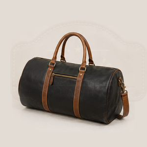 Bolsa de Viaje de Cuero Genuino Premium para Hombre - Bolsa de Gimnasio y Fin de Semana de Gran Capacidad en Negro y Marrón - Product Image 6