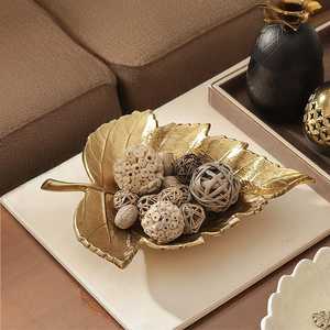 Plateau en acier inoxydable de qualité alimentaire, design élégant, forme de feuille, plateau de service en métal doré, plateau de service pour restaurant, hôtel, mariage, plateaux en métal - Product Image 2