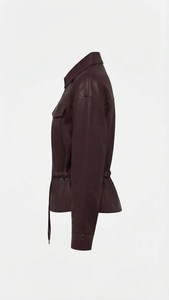 Chaqueta Casual de Invierno para Mujer, de PU, con Cintura Ajustable con Cordón, Cuello Alto, Cierre de Cremallera, Larga, OEM - Product Image 3