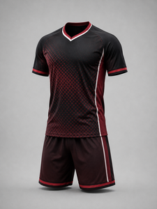 Créez votre propre ensemble d'uniformes de football pour hommes adultes de haute qualité, personnalisé, en polyester 100% respirant, à col en V et manches courtes - Product Image 2