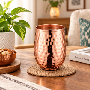 Hammered Copper Tumbler Belly Cup Vintage Style <b>Thermal</b> Insulation 18 Oz Capacity Metal <b>Mug</b> - Product Image 2