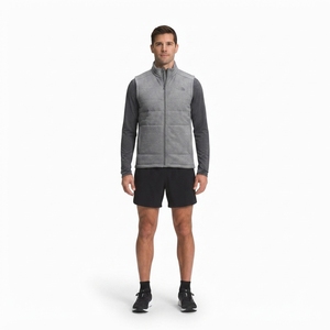 Gilet de course isolé gris chiné à fermeture éclair intégrale, personnalisable avec logo OEM - Product Image 1