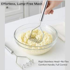 ที่บดมันฝรั่งสแตนเลสแบบหนา ทนทาน ด้ามจับตามหลักสรีรศาสตร์ ป้องกันสนิม อุปกรณ์ครัวสำหรับบดละเอียด - Product Image 5