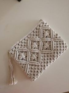 Bolso de Mano de Macramé de Algodón Hecho a Mano para Mujer, Bolso de Hombro Tejido, Diseño Calado, Bolso de Playa, Elegante Bolso de Compras Blanco - Product Image 4