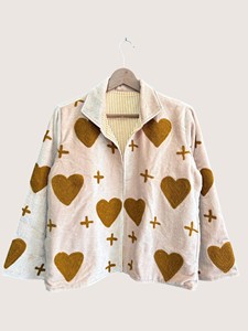 เสื้อโค้ทผ้าฝ้ายลายซูซานีสไตล์โบฮีเมียนแบบเป็นมิตรต่อสิ่งแวดล้อมสำหรับผู้หญิงไซส์พลัส  แบบเย็บเปิด  แขนยาว  ใส่สบาย  เหมาะสำหรับฤดูหนาว  ตกแต่งด้วยลายปัก - Product Image 1