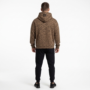 Men's <b>Leopard</b> <b>Print</b> Fleece Oversized Pullover Hoodie Winter Fashion Streetwear <b>Sweatshirt</b> with Kangaroo Pocket Custom Logo - Product Image 2