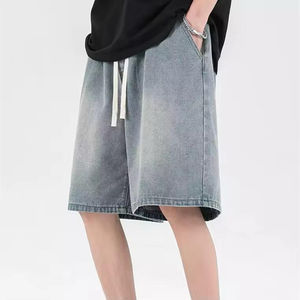 กางเกงยีนส์ขาสั้นผู้ชายสำหรับฤดูร้อน ระบายอากาศได้ดี สีซีดสไตล์ลำลอง สตรีทแวร์ ทรงหลวม ผ้าฝ้าย 100% ออกแบบโลโก้ได้ตามต้องการ - Product Image 3