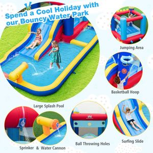 Scivolo d'Acqua Gonfiabile con Casa Rimbalzante, Soffiatore da 680W e 2 Piscine - Product Image 5