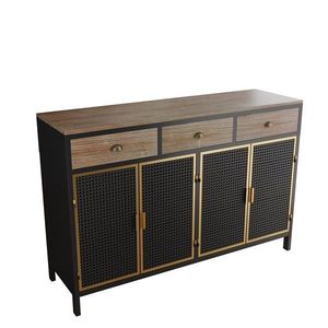 Buffet moderne à 4 portes de 48 po de large avec 3 tiroirs supérieurs, en bois massif, meuble de rangement autoportant pour entrée et salon - Product Image 3