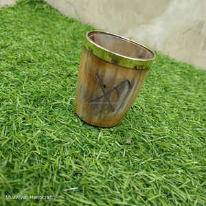 100% tasse en corne de boeuf de qualité naturelle avec anneau en laiton pour boire du thé eau café bière tasse Viking en finition naturelle écologique - Product Image 6