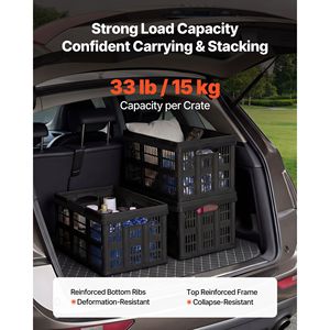 Contenedores de Almacenamiento Plegables de Plástico de 45L, Paquete de 3, Cajas de Almacenamiento Apilables con Asas, Capacidad para 33 Libras por Contenedor, Plegables - Product Image 3