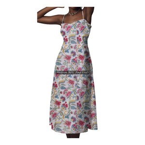 Nouvelle robe à bretelles spaghetti en coton imprimé au bloc, motif floral indien, Kurti, magnifique tunique en coton imprimé à la main - Product Image 4