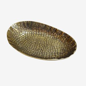 Assiette décorative en métal en forme de feuille avec incrustation dorée, design minimaliste fait main, motif végétal, finition polie, idéale pour les cadeaux de fête - Product Image 5