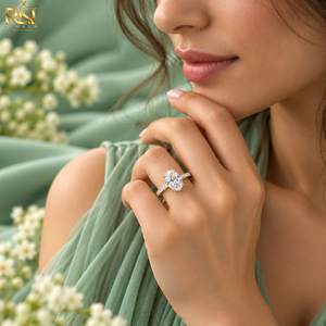 แหวนเพชรรูปไข่ทรงโอวัล ประดับเพชรรอบวง ทองคำแท้ 9K 14K 18K ดีไซน์แบบ Pave Band เครื่องประดับชั้นดี |   แหวนหมั้นเจ้าสาว ดีไซน์คลาสสิคทรงวงรี ตัวเรือนทอง - Product Image 3